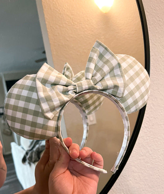 Sage Gingham Ears